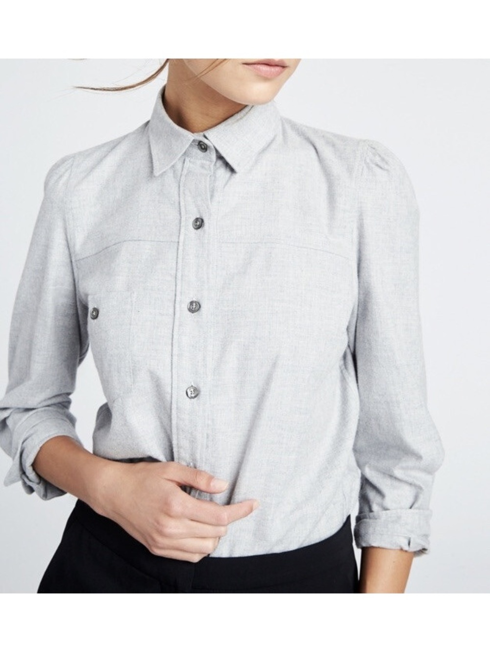 G. Label by GOOP Elise Flannel Button Down Top Blouse 10